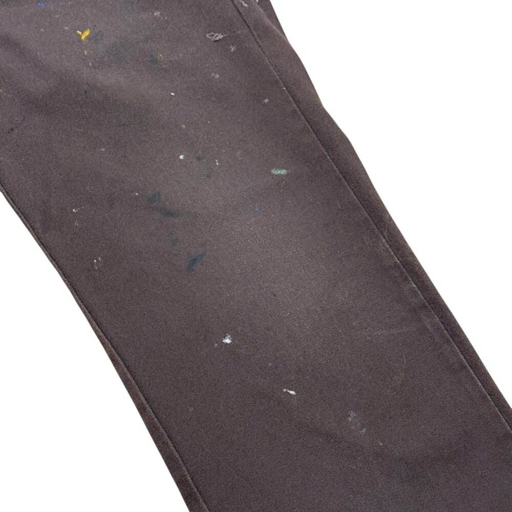 Men’s Dickies Slim Straight Work Pants Brown Distressed Paint Splatter - Picture 12 of 15
